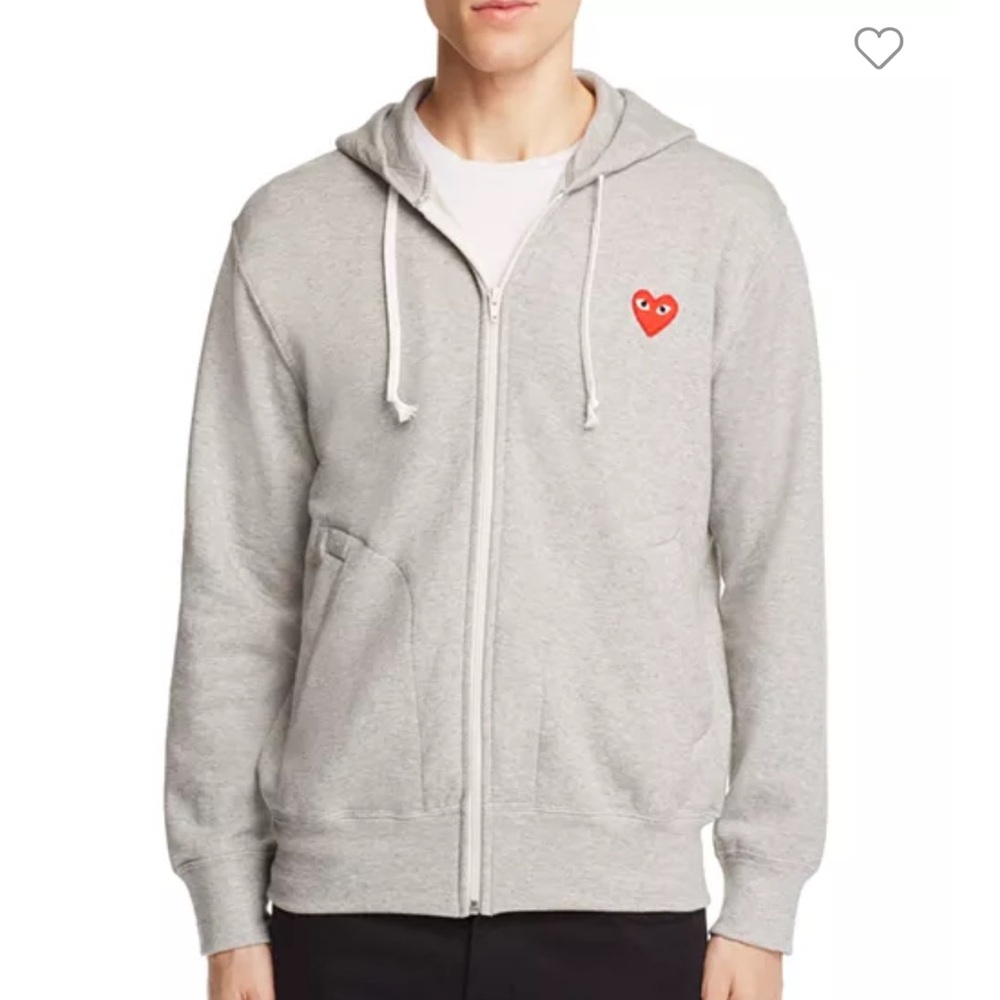 Commes Des Garcons PLAY Zip Up Sweatshirt Gray